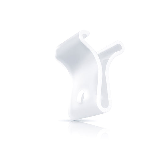 Pack of 10 clear plastic ceiling grid clips for hanging signs or displays from suspended ceilings, holds up to 3kg