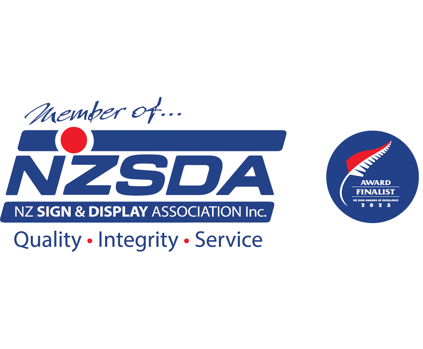NZSDA Award Finalist 2025 badge featuring official logo
