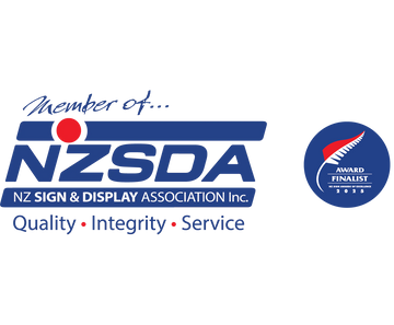 NZSDA Award Finalist 2025 badge featuring official logo