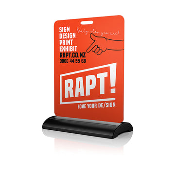 Portable outdoor footpath sign with custom branding panel, designed for high-visibility marketing