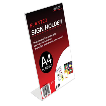 Slanted Sign Holder Clear Portrait A4